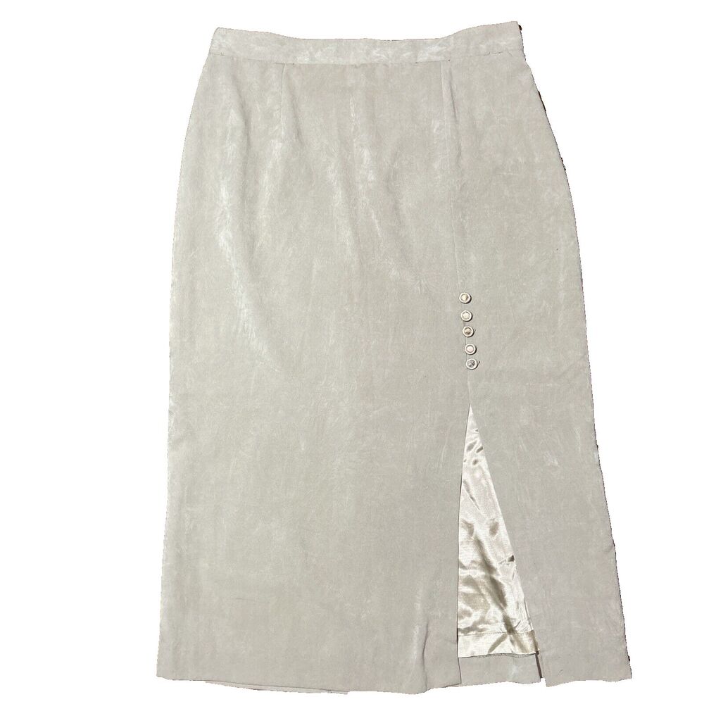 VTG NWT City Girl Bolen Skirt 18‎ Beige Modest Side Split Button Detail